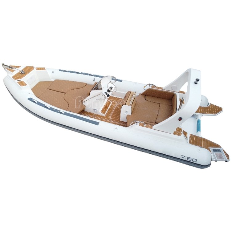 Hot Sale 25ft 7.6m 760 Deep V Fiberglass Hull Hypalon Air Tube Luxury Yacht Rib Boat for Divers Sale