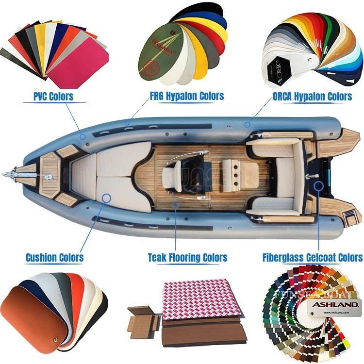 Hot Sale 25ft 7.6m 760 Deep V Fiberglass Hull Hypalon Air Tube Luxury Yacht Rib Boat for Divers Sale