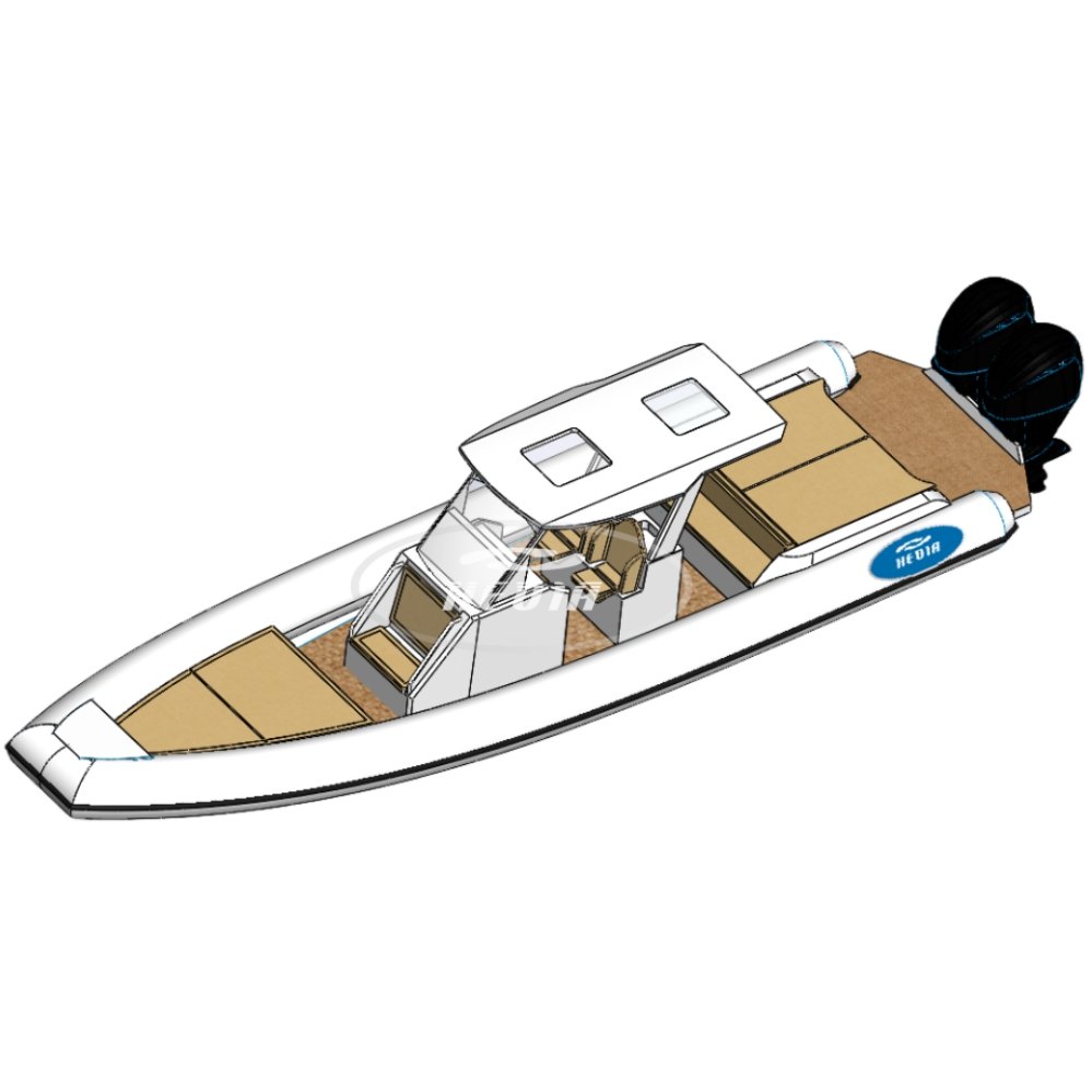 Hedia New Design Luxury 35ft Rib Boat 11m Hypalon Sport Aluminum Rib Boat with Double Outboard Engine