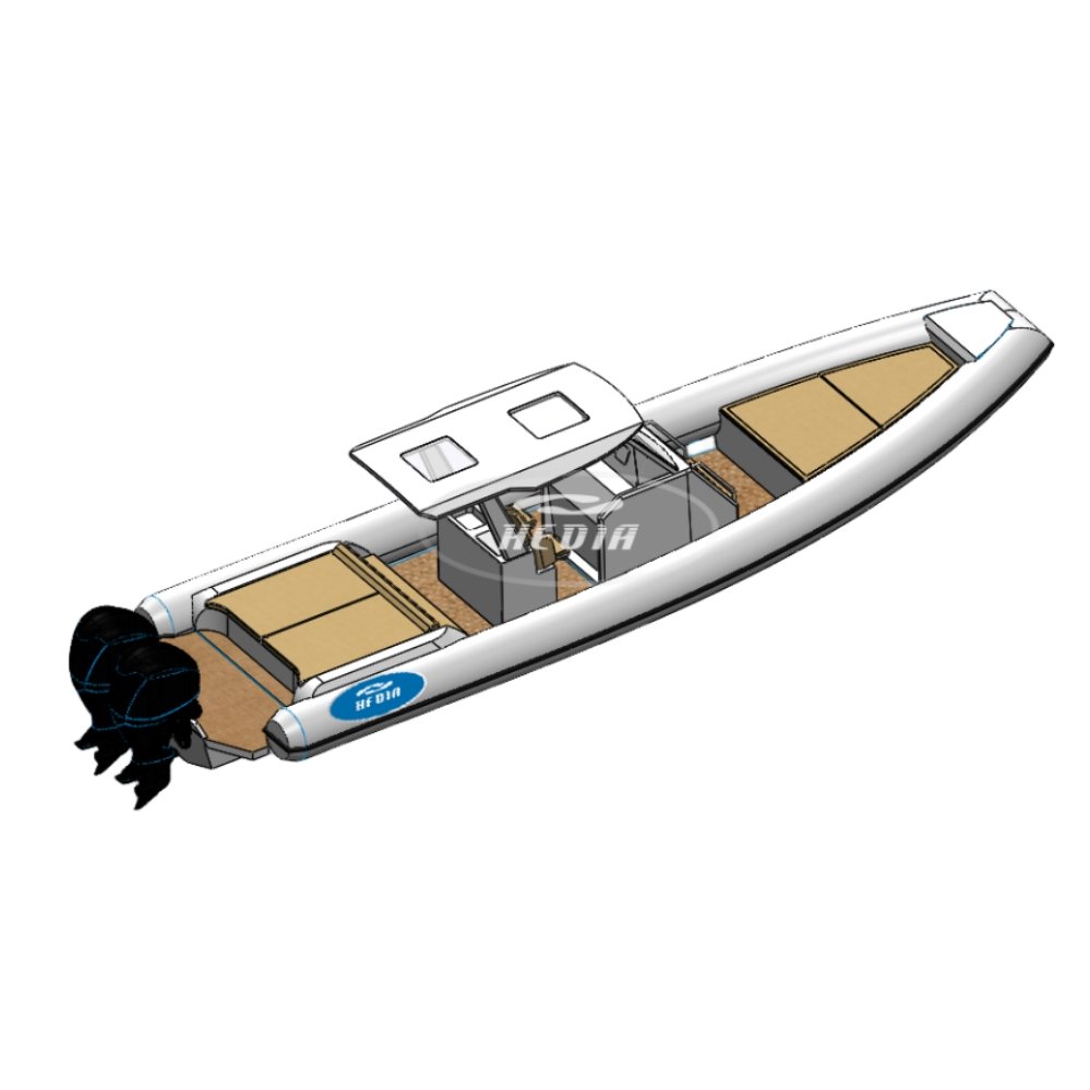 Hedia New Design Luxury 35ft Rib Boat 11m Hypalon Sport Aluminum Rib Boat with Double Outboard Engine