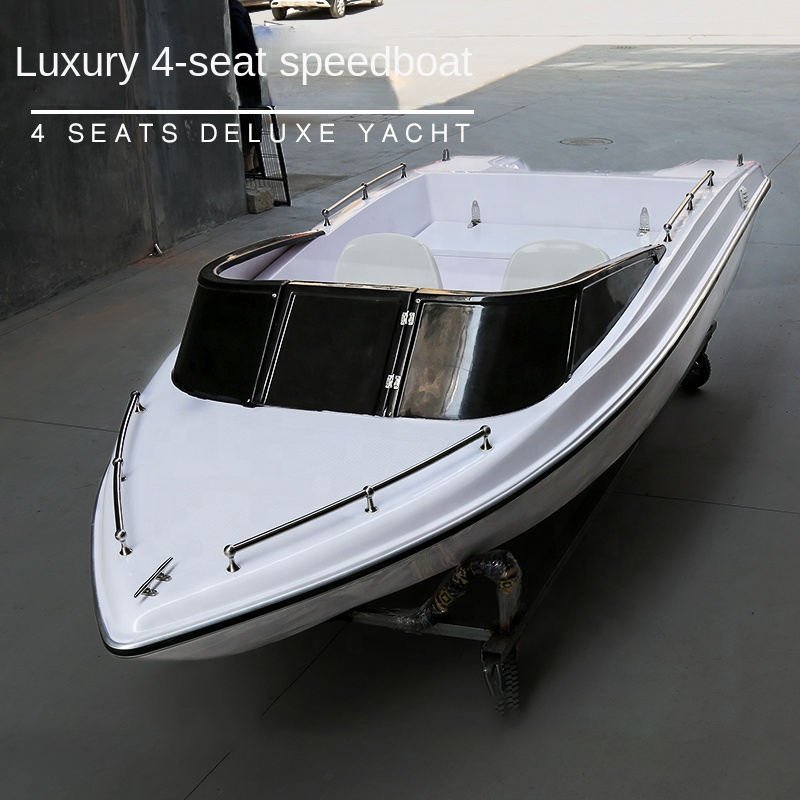 Luxury Speed Boat 17.3ft Fiberglass Fishing Boat Party Sport Yacht Aluminum Hull Outboard Engine
