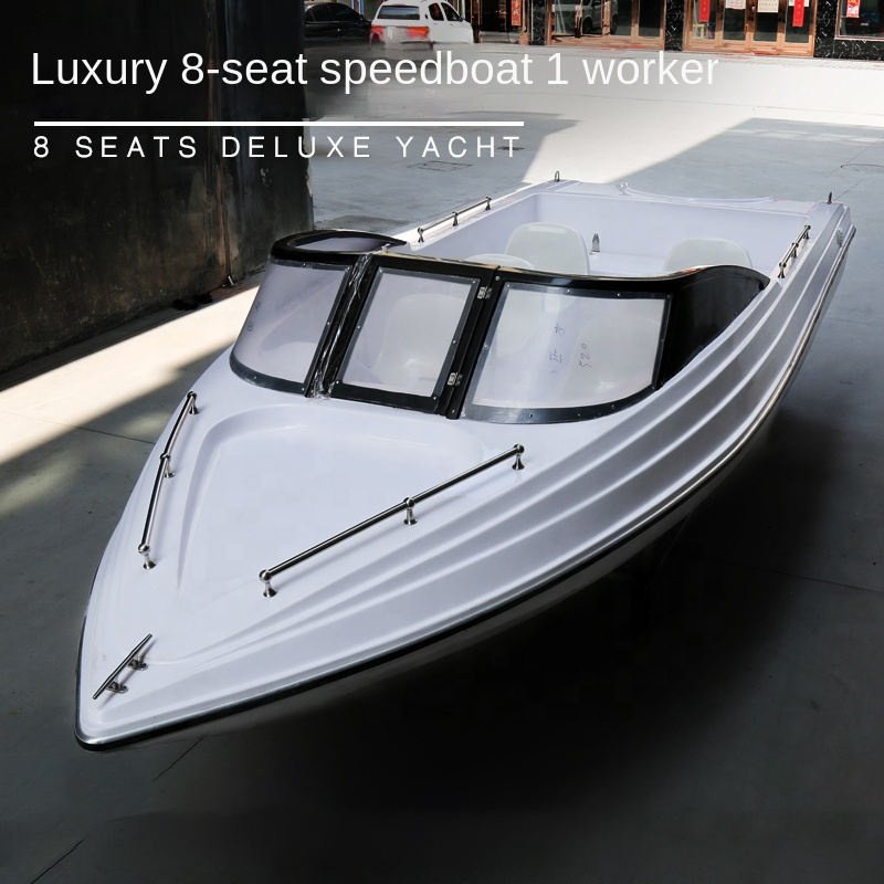 Luxury Speed Boat 17.3ft Fiberglass Fishing Boat Party Sport Yacht Aluminum Hull Outboard Engine