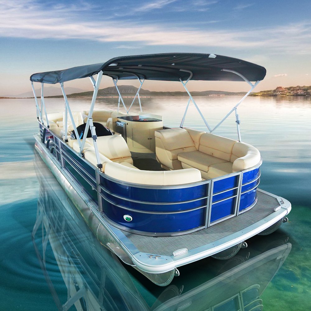 Best 25ft 10-Person Fishing Pontoon Boat Welded Aluminium Family Power Boat Outboard Engine China Manufacturer's Combo Outdoor