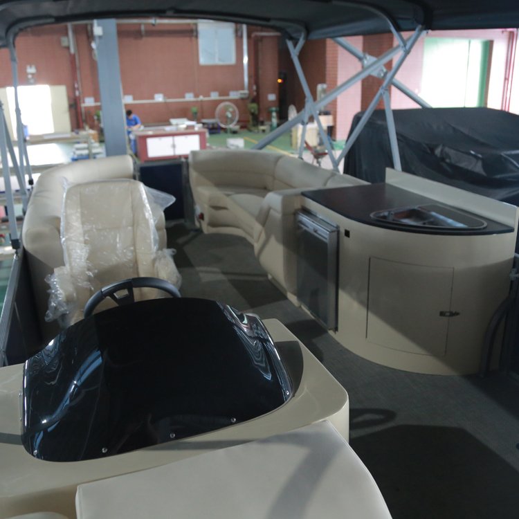 Best 25ft 10-Person Fishing Pontoon Boat Welded Aluminium Family Power Boat Outboard Engine China Manufacturer's Combo Outdoor