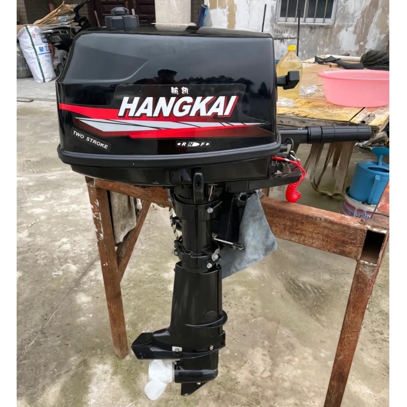Hangkai 2 Stroke 6HP Outboard Motor Water Cooled Gasoline Engine Boat Propeller Motors for Fishing Boat Kayak