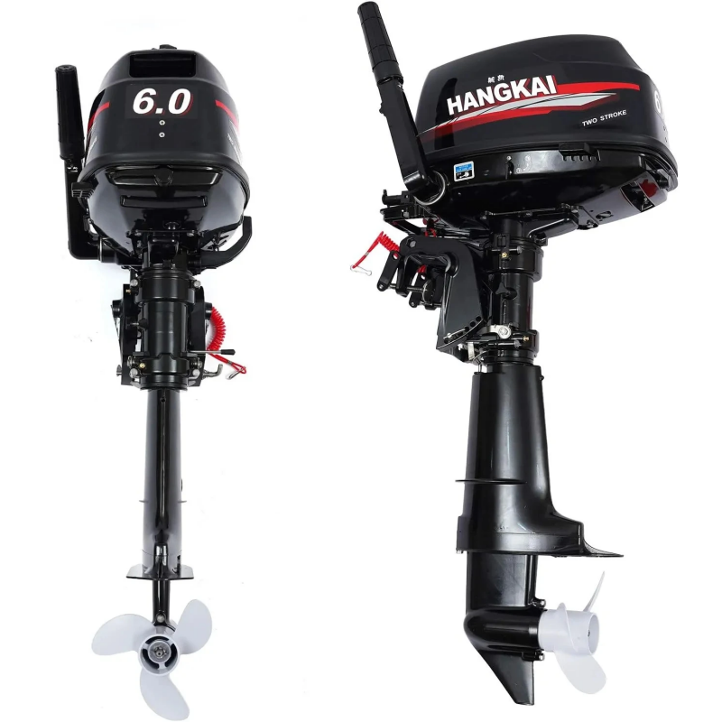 Hangkai 2 Stroke 6HP Outboard Motor Water Cooled Gasoline Engine Boat Propeller Motors for Fishing Boat Kayak