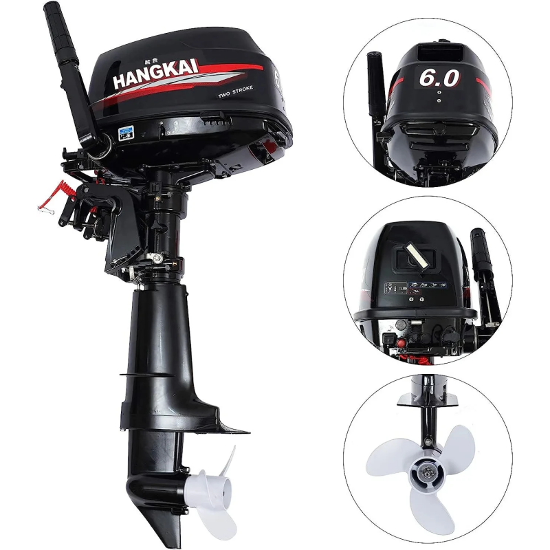 Hangkai 2 Stroke 6HP Outboard Motor Water Cooled Gasoline Engine Boat Propeller Motors for Fishing Boat Kayak