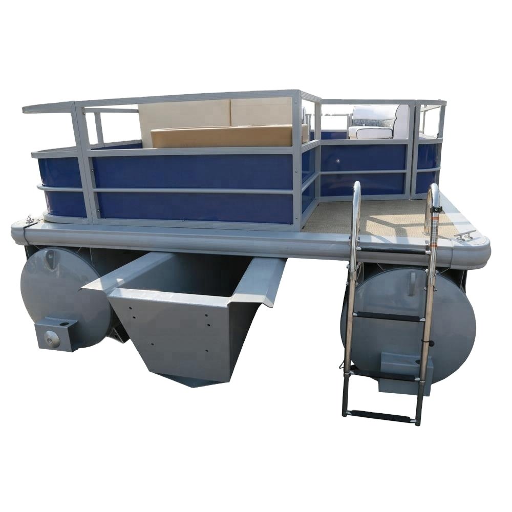 15 Ft Small Electric Tri Hull Pontoon Boat for Fishing Family & Party Includes Outboard Engine-Lake Usage Rowboat for Sale