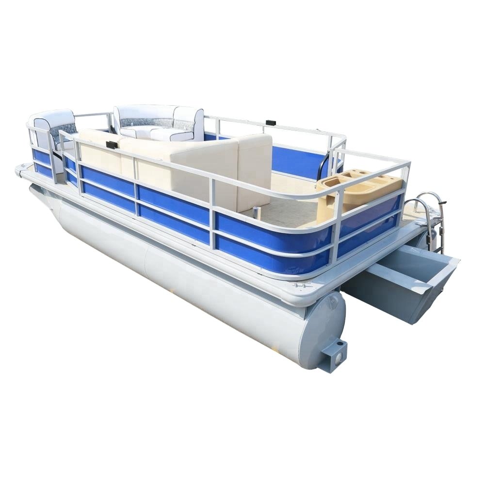 15 Ft Small Electric Tri Hull Pontoon Boat for Fishing Family & Party Includes Outboard Engine-Lake Usage Rowboat for Sale