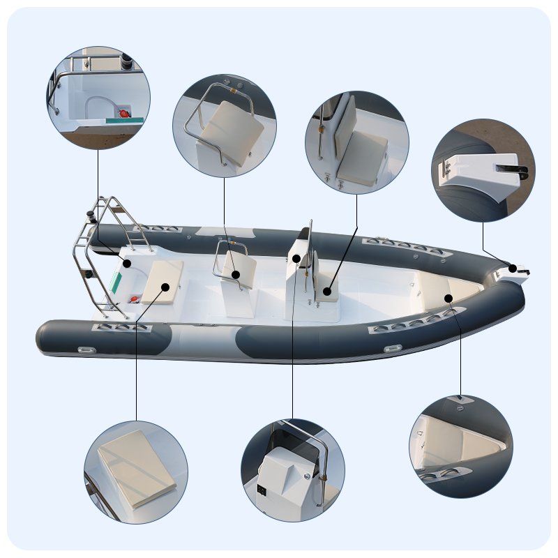 Qingdao Haohai Sport Yacht Pedal Patrol Inflatable Boat Motor Fiberglass Canoe Barche Rigide Gonflable Ponton Inflatable Boat