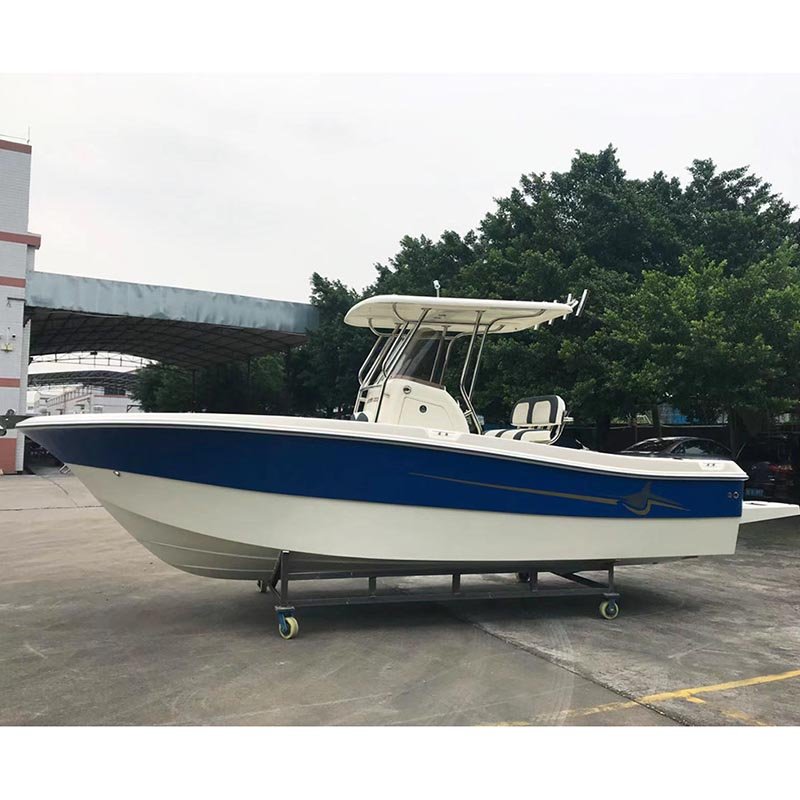 23FT Offshore Sport Fishing Boat Fiberglass Hull Fishing Boat with Center Console Outboard Engine