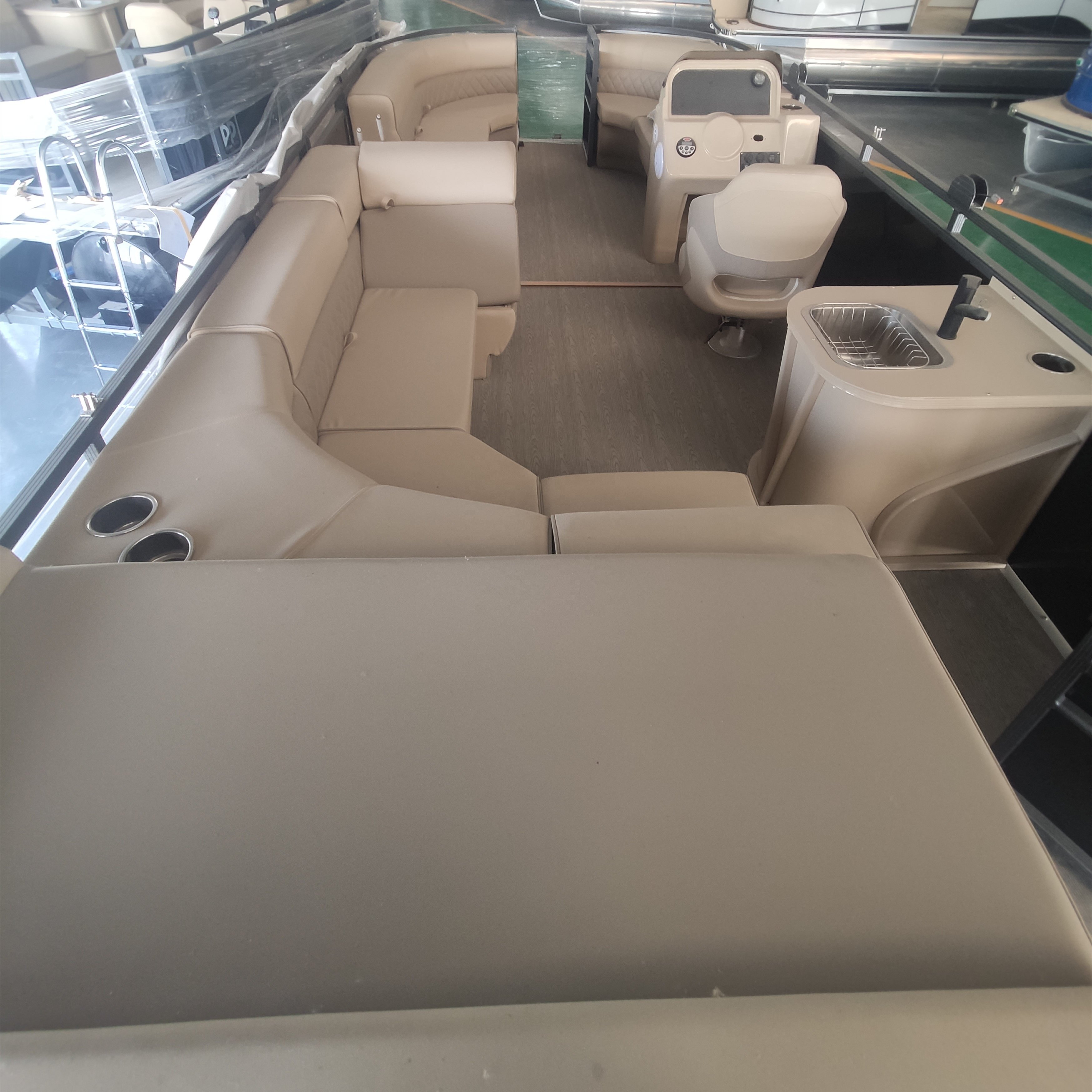 Allsea 21ft/6.4m CE Approved Hull Aluminum Pontoon Motor Boat with Bimini for Sale