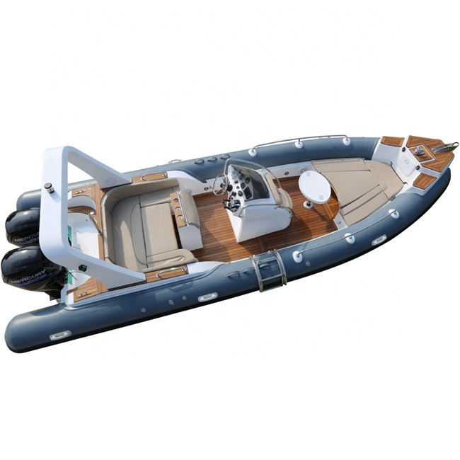 25FT 7.6m Luxury Yacht Rigid Inflatable Tender Fiberglass and Hypalon Material with Outboard Engine for Sale