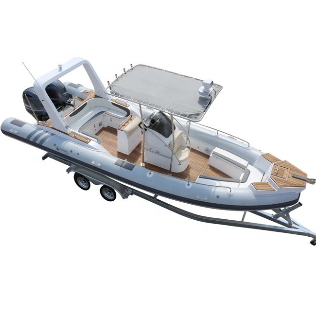 25FT 7.6m Luxury Yacht Rigid Inflatable Tender Fiberglass and Hypalon Material with Outboard Engine for Sale