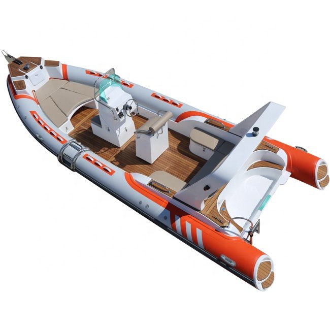25FT 7.6m Luxury Yacht Rigid Inflatable Tender Fiberglass and Hypalon Material with Outboard Engine for Sale
