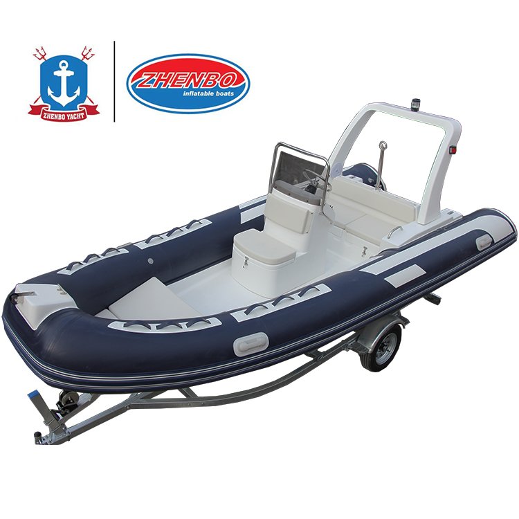 Deep V Fiberglass Hull 17ft Inflatable RIB Fishing Boat with Outboard Motor PVC & Hypalon Material 4 Stroke Engine