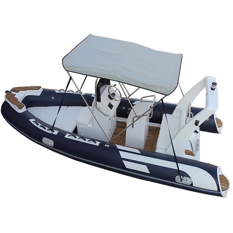 Deep V Fiberglass Hull 17ft Inflatable RIB Fishing Boat with Outboard Motor PVC & Hypalon Material 4 Stroke Engine