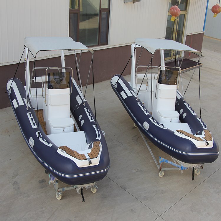 Deep V Fiberglass Hull 17ft Inflatable RIB Fishing Boat with Outboard Motor PVC & Hypalon Material 4 Stroke Engine