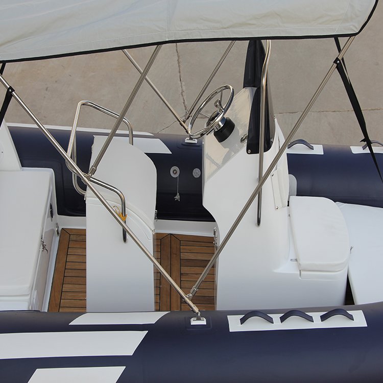 Deep V Fiberglass Hull 17ft Inflatable RIB Fishing Boat with Outboard Motor PVC & Hypalon Material 4 Stroke Engine