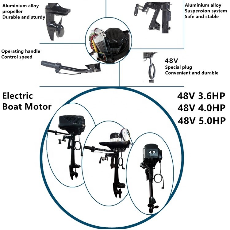 Hangkai 48V 18A 800W 3.6HP Electric Boat Motor Inflatable Fishing Boat Outboard Motor Electric Boat Engine Trolling Motor