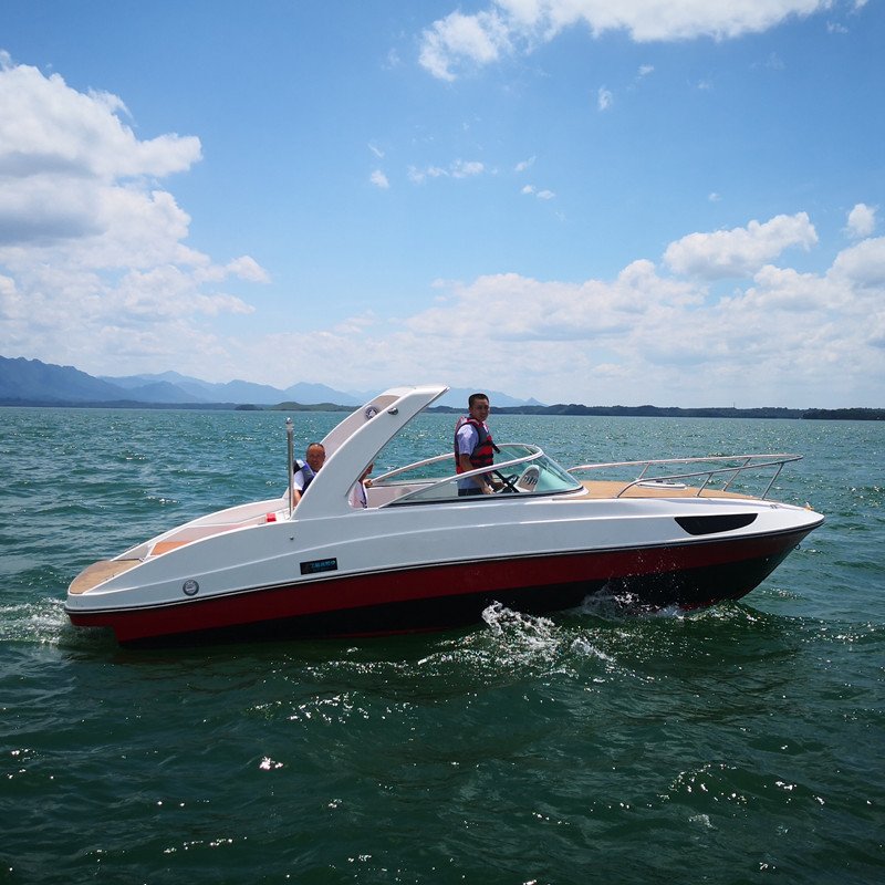 24ft Luxury Mini Yacht High Quality 7.3M 8-People Fiberglass Outboard Engine PVC Flooring Speed Boat for Sale