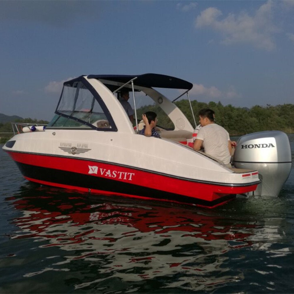 24ft Luxury Mini Yacht High Quality 7.3M 8-People Fiberglass Outboard Engine PVC Flooring Speed Boat for Sale