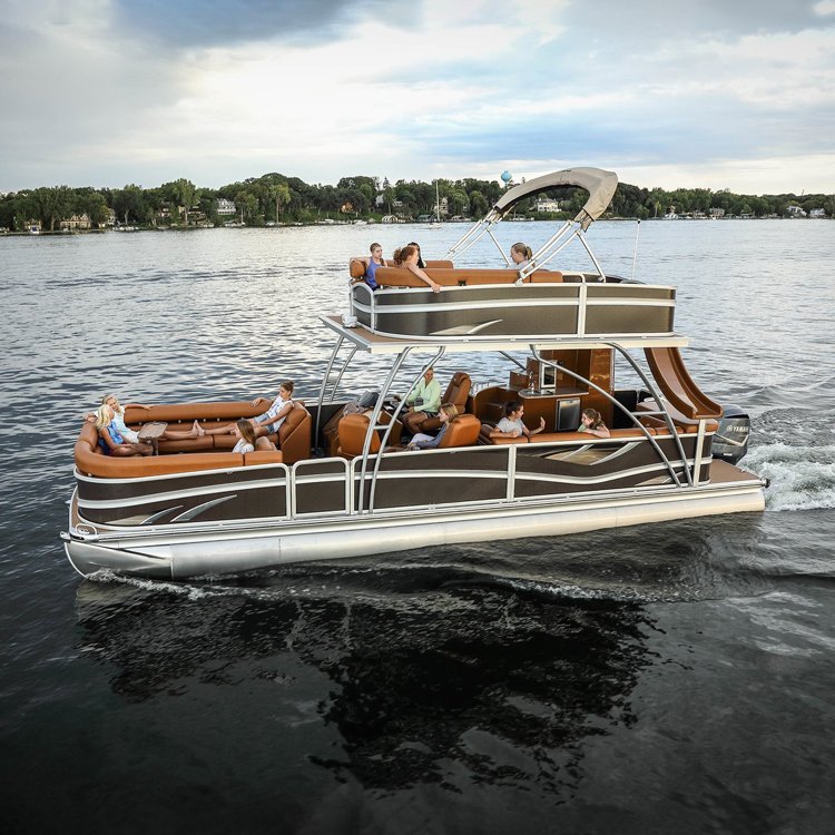 Custom 30ft Luxury Aluminium Party Barge Fishing Pontoon Boats With Bathroom Outboard Power Engine Combo Set Outdoor Family Use