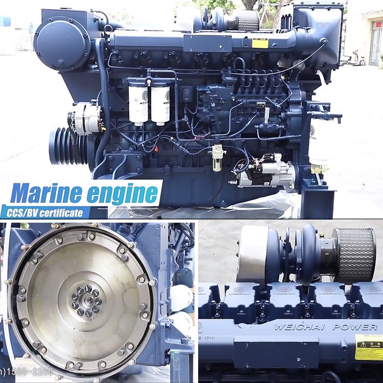 230kw 4 Stroke 300hp Propulsion Inboard 6 Cylinder Weichai Wd10 WD12 WP10 WP12 Boat diesel Marine Engine