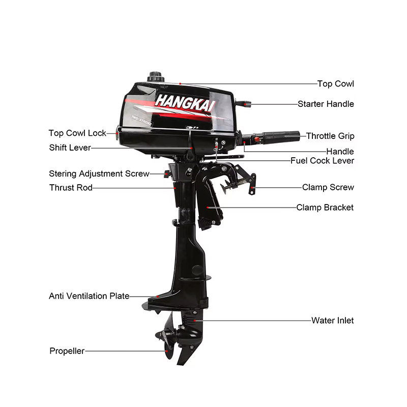 HangKai Short Shaft 2 Stroke Outboard Engine Boat Engine 4 hp Boat Engine Outboard Motor