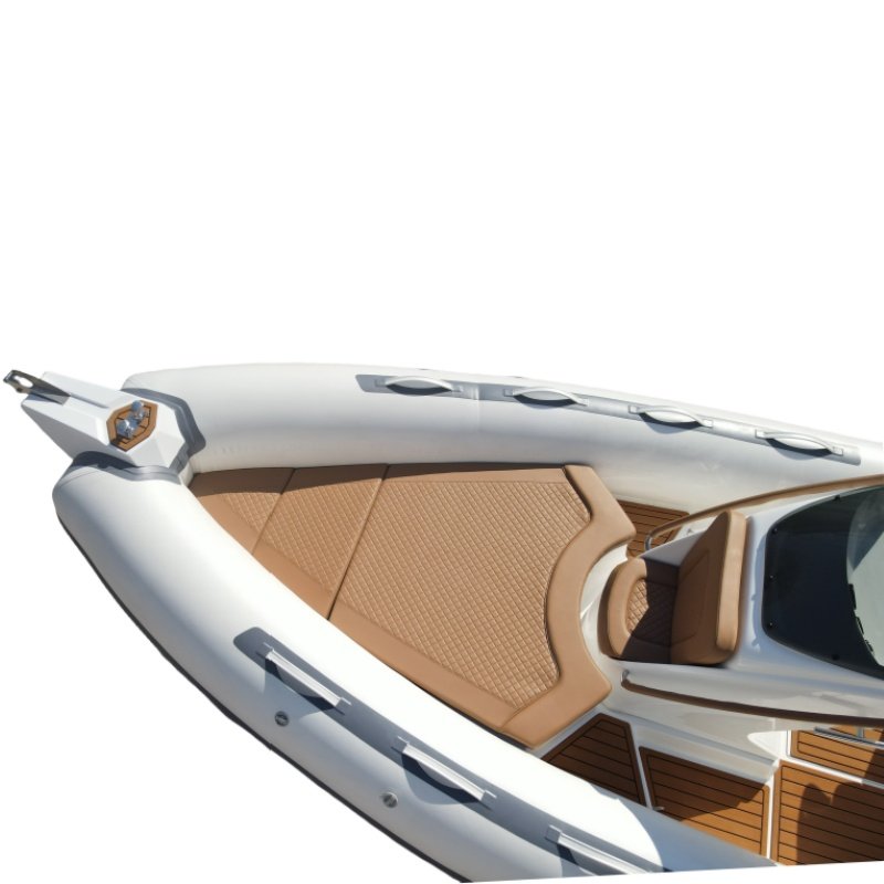 CE Luxury 24ft RIB760 Fishing Vessel PVC Hypalon Material Deep V RIB Fiberglass Boat with Outboard Engine Combo Set Lake Usage