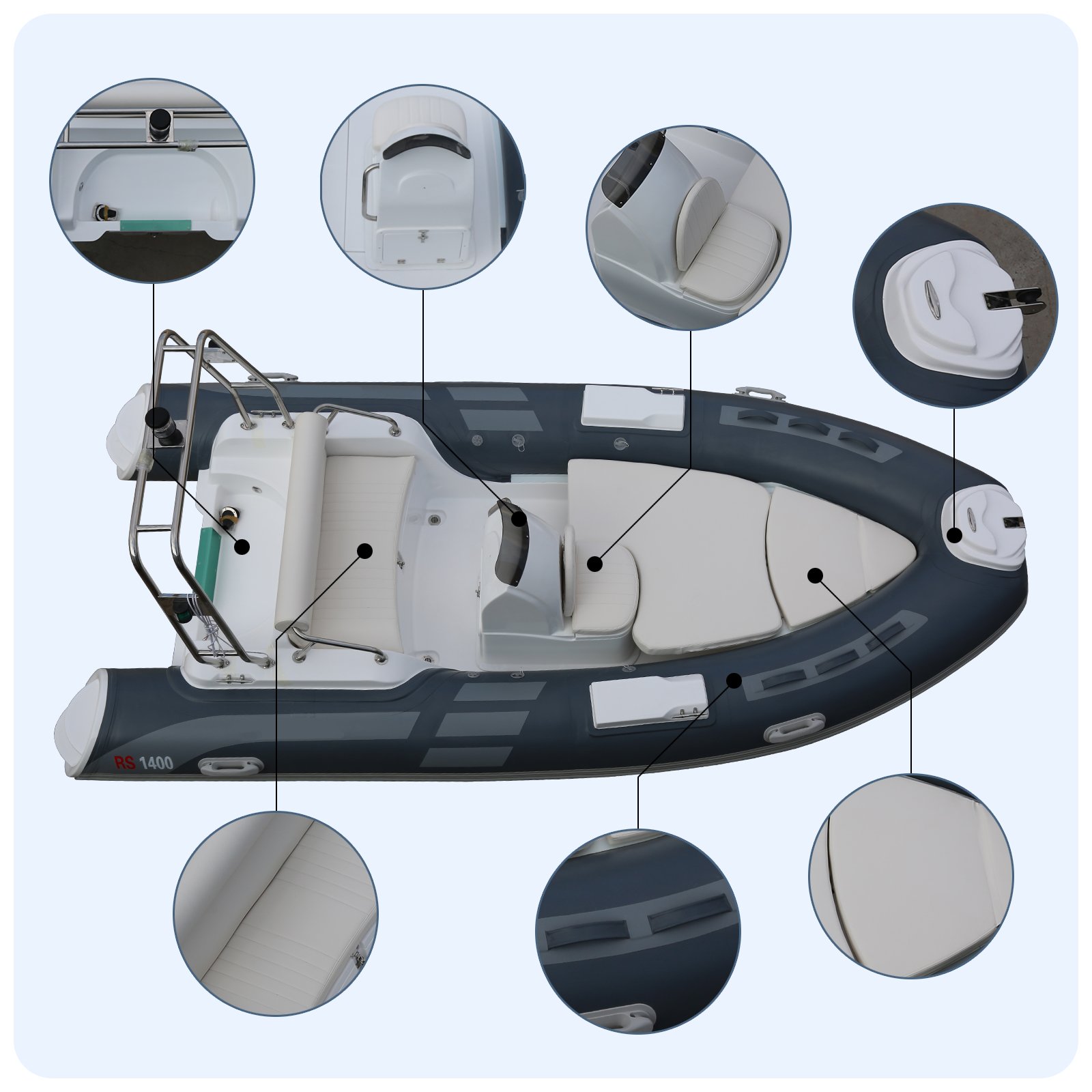 CE Sport 1.2mm Thick PVC Material RIB Fishing Boat for Family Motor Boat Drifting Engine Combo Set for Outdoor Entertainment