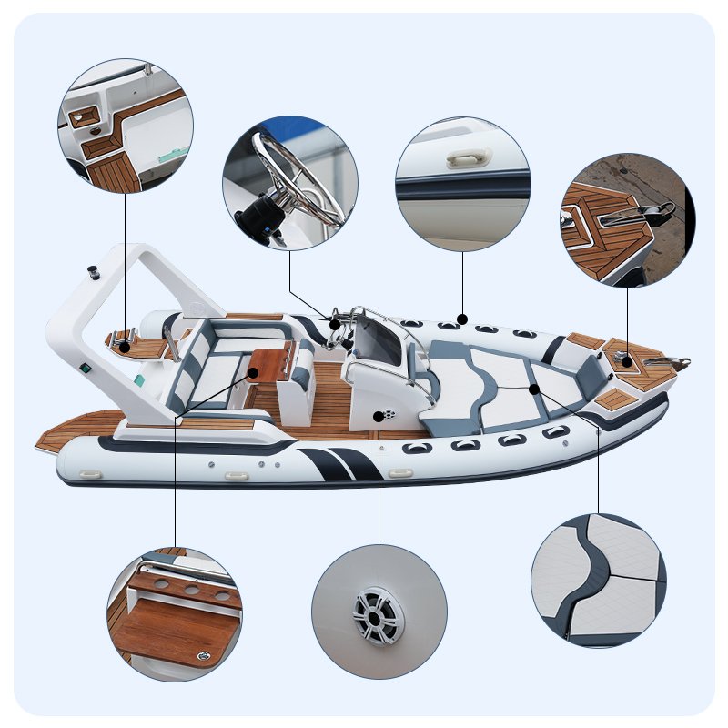 CE Certified Luxury Inflatable Rib Boat with Fiberglass Floor for Fishing with Outboard Engine