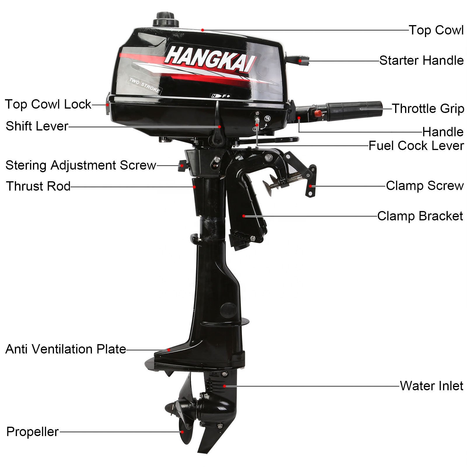 New HANGKAI 4HP 2 Stroke Petrol Boat Engine Outboard Motor Fuera De Borda Water Cooling CDI System