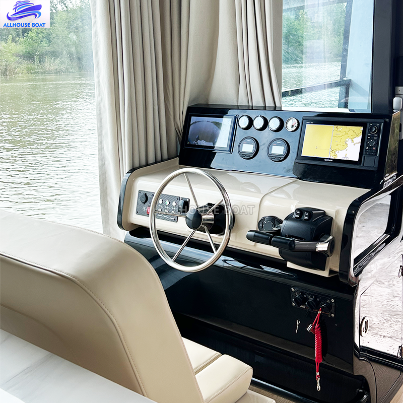 Customizable Luxury Aluminum Floating Entertainment Houseboat Yacht or Pontoon Boat with Outboard Engine
