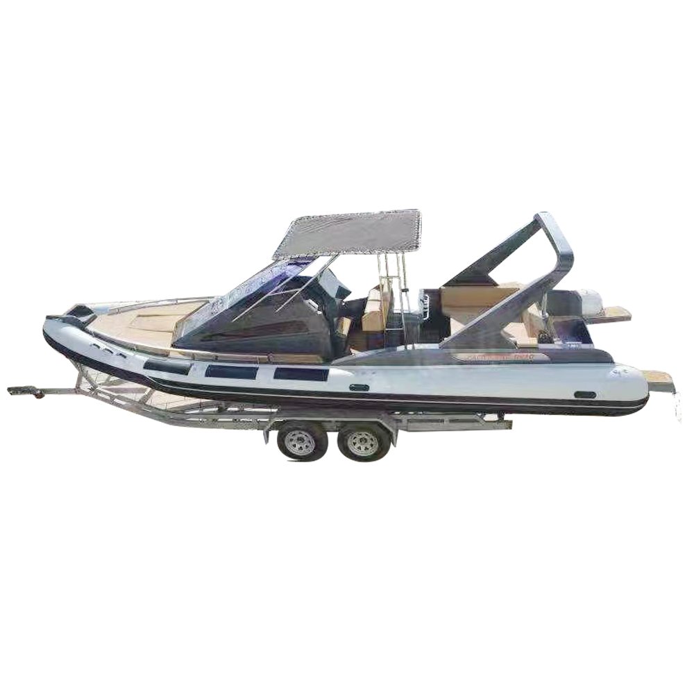 Luxury Hypalon 24.9ft RIB 760 Boat with Outboard Engine Fiberglass Inflatable Fishing Speed Yacht