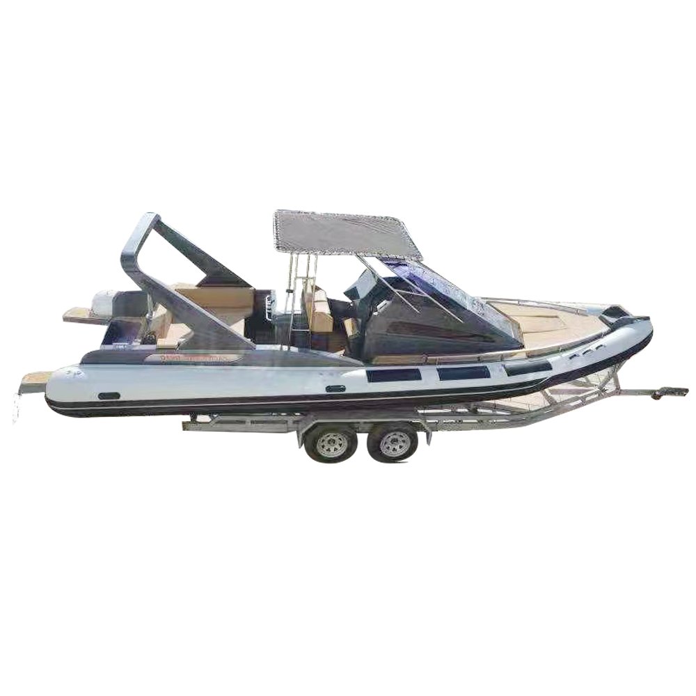 Luxury Hypalon 24.9ft RIB 760 Boat with Outboard Engine Fiberglass Inflatable Fishing Speed Yacht