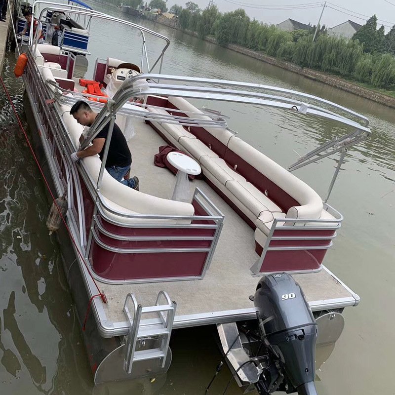 High-Quality Luxury Floating Aluminium Catamaran Pontoon Yacht Boat New Manufacturer Design with Outboard Engine for Sale