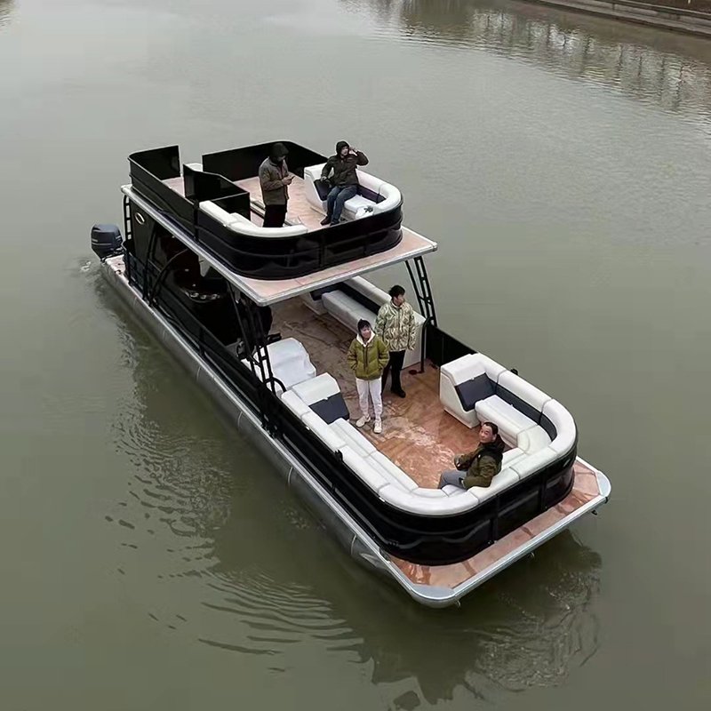 High-Quality Luxury Floating Aluminium Catamaran Pontoon Yacht Boat New Manufacturer Design with Outboard Engine for Sale
