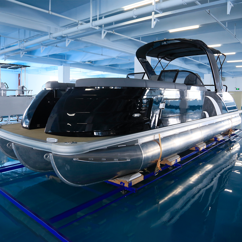 Wholesale Customized Aluminum Outboard Engine Pontoon Boat Hydraulic Steering China Factory Made for Fishing Party Rowing Boat