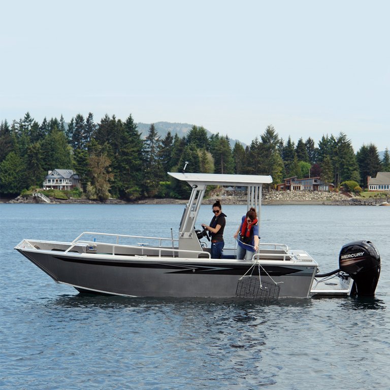 Chinese New Best 21ft All Welded Aluminum Centre Console Landing Crafts Barge Boat With Hard Top for Sale