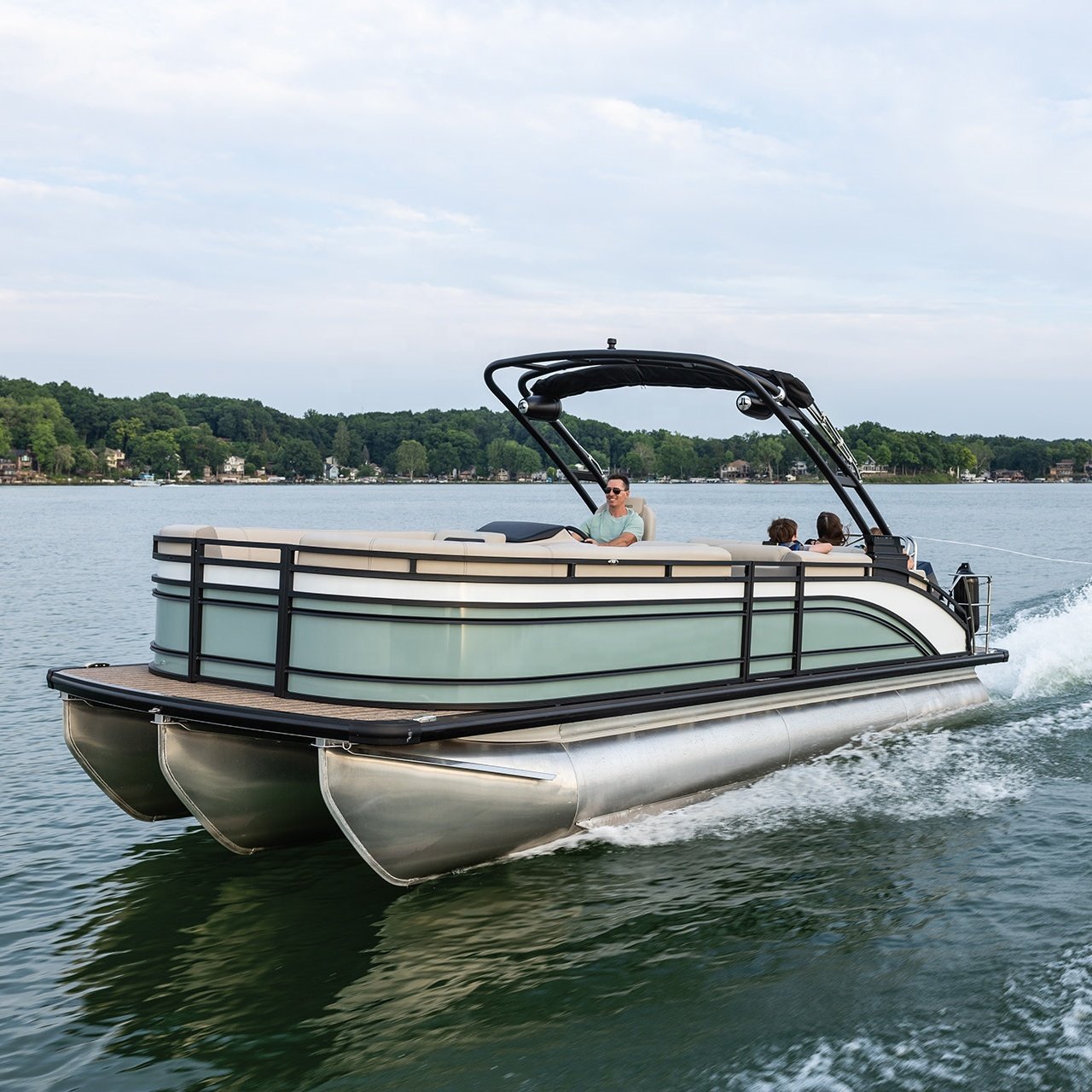 CE Certified Luxury Family Tritoon Water Cruising Yacht Aluminum Pontoon Party Boat