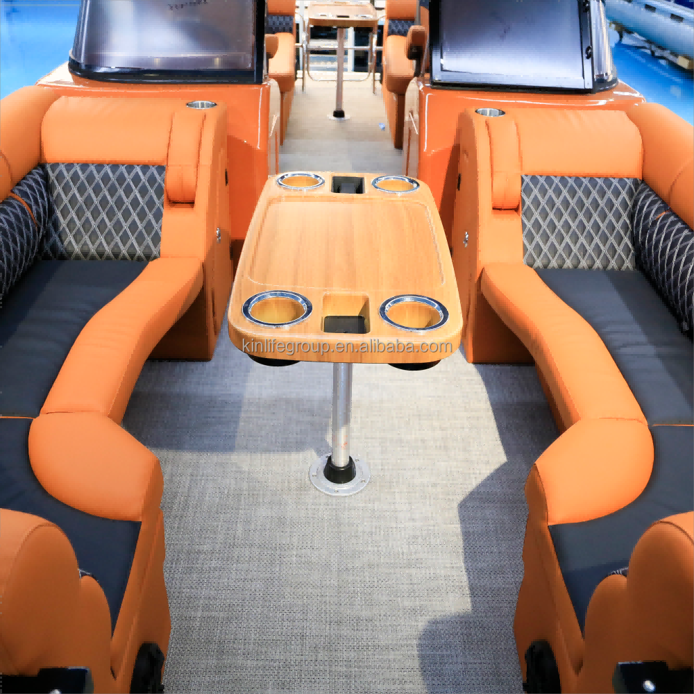 New Luxury 23ft Sport Tritoon Yacht Aluminum and Fiberglass 6m Sport Pontoon Boat with Tri-axle Boat Trailer for Sale