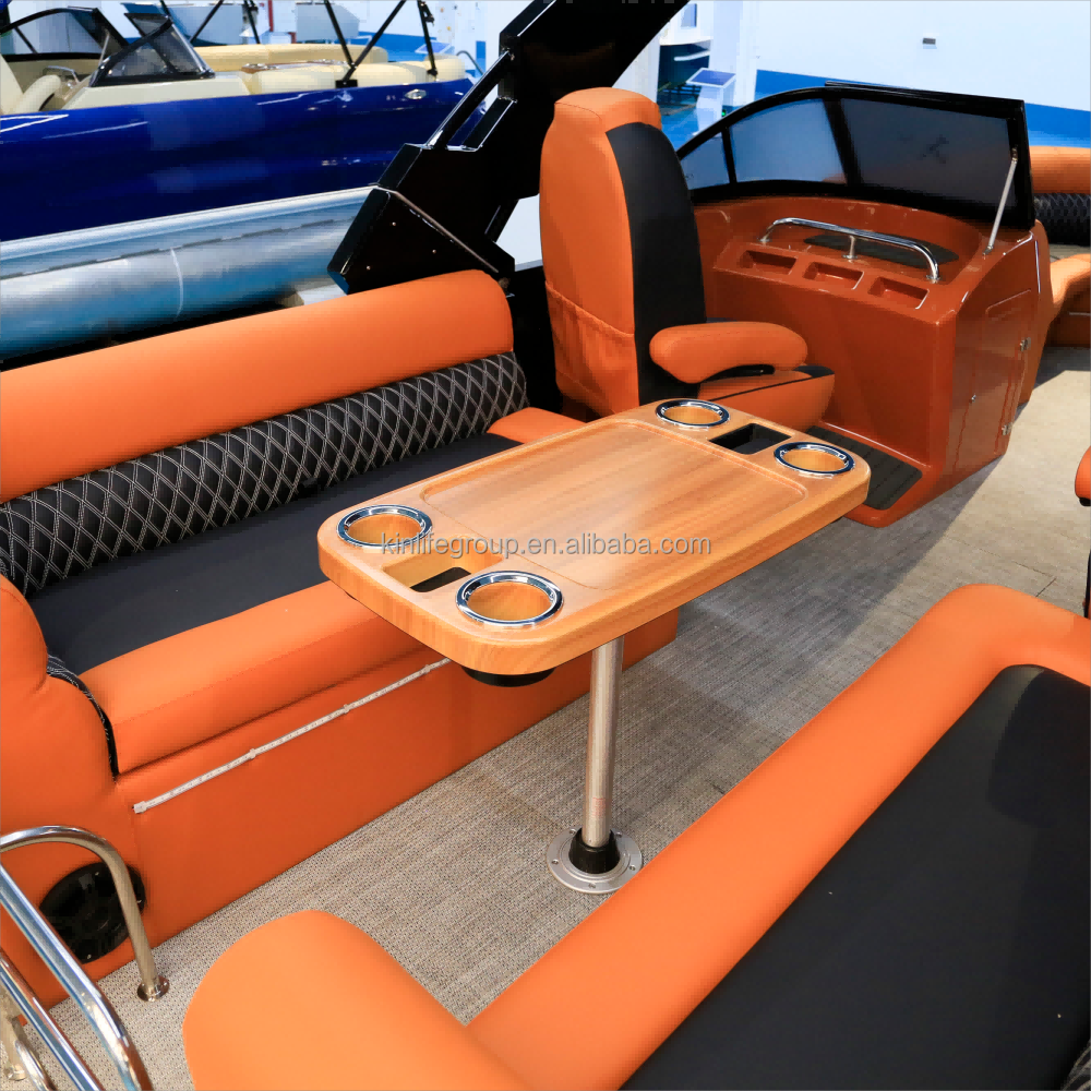 New Luxury 23ft Sport Tritoon Yacht Aluminum and Fiberglass 6m Sport Pontoon Boat with Tri-axle Boat Trailer for Sale