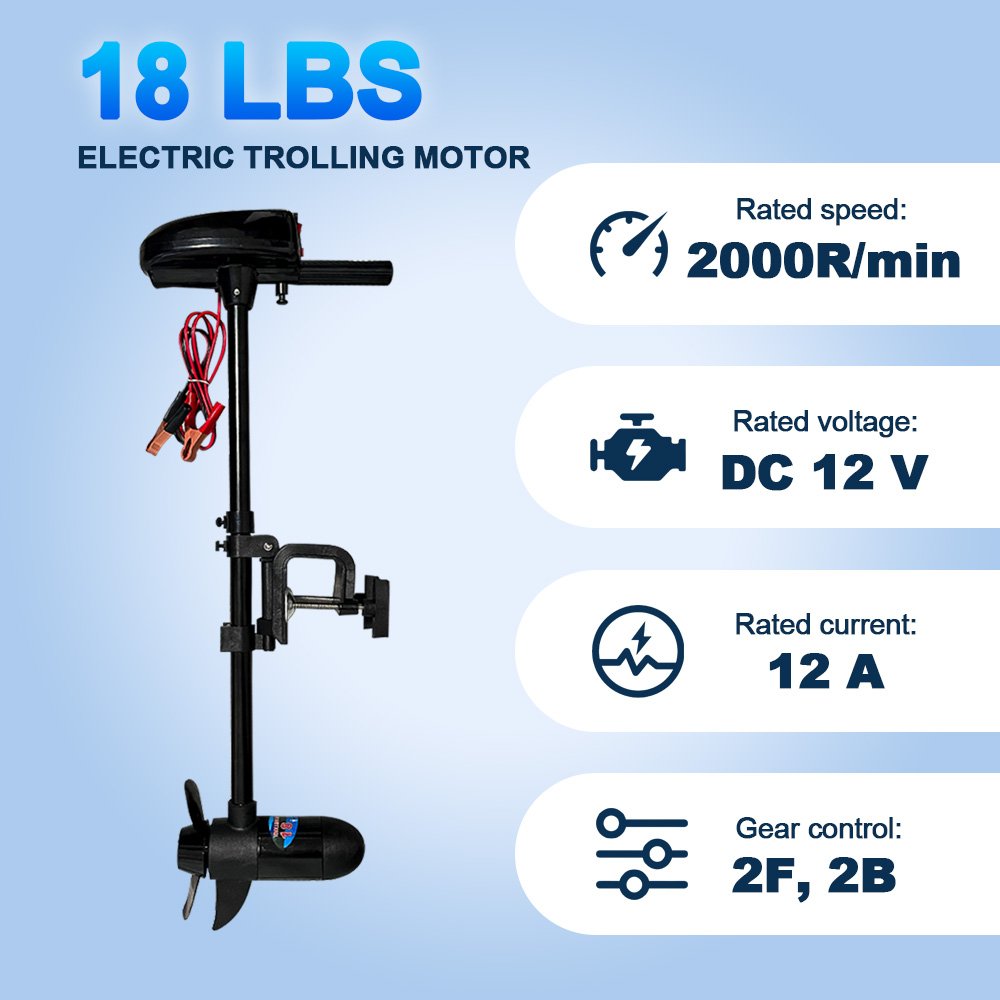 12V 18LB Electric Trolling Motor Outboard Engine for Inflatable Fishing Boats Rowing Kayaks