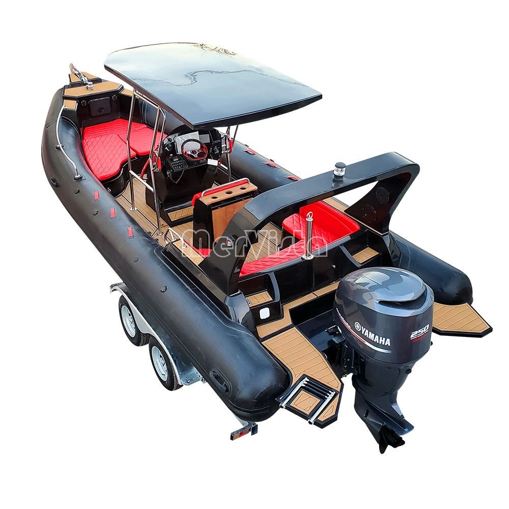 Luxury 25ft Rib760 Orca Hypalon/PVC Rigid Fiberglass Inflatable Boat With Sundeck