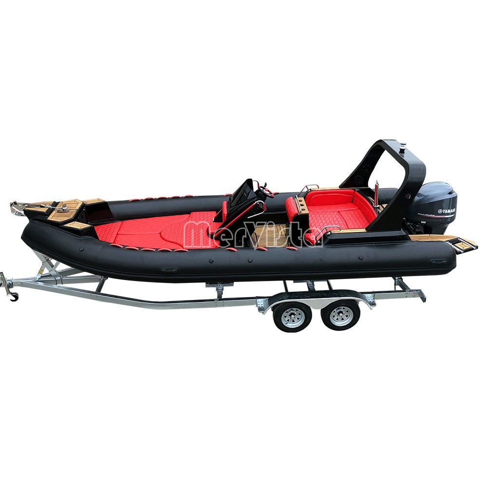 Luxury 25ft Rib760 Orca Hypalon/PVC Rigid Fiberglass Inflatable Boat With Sundeck