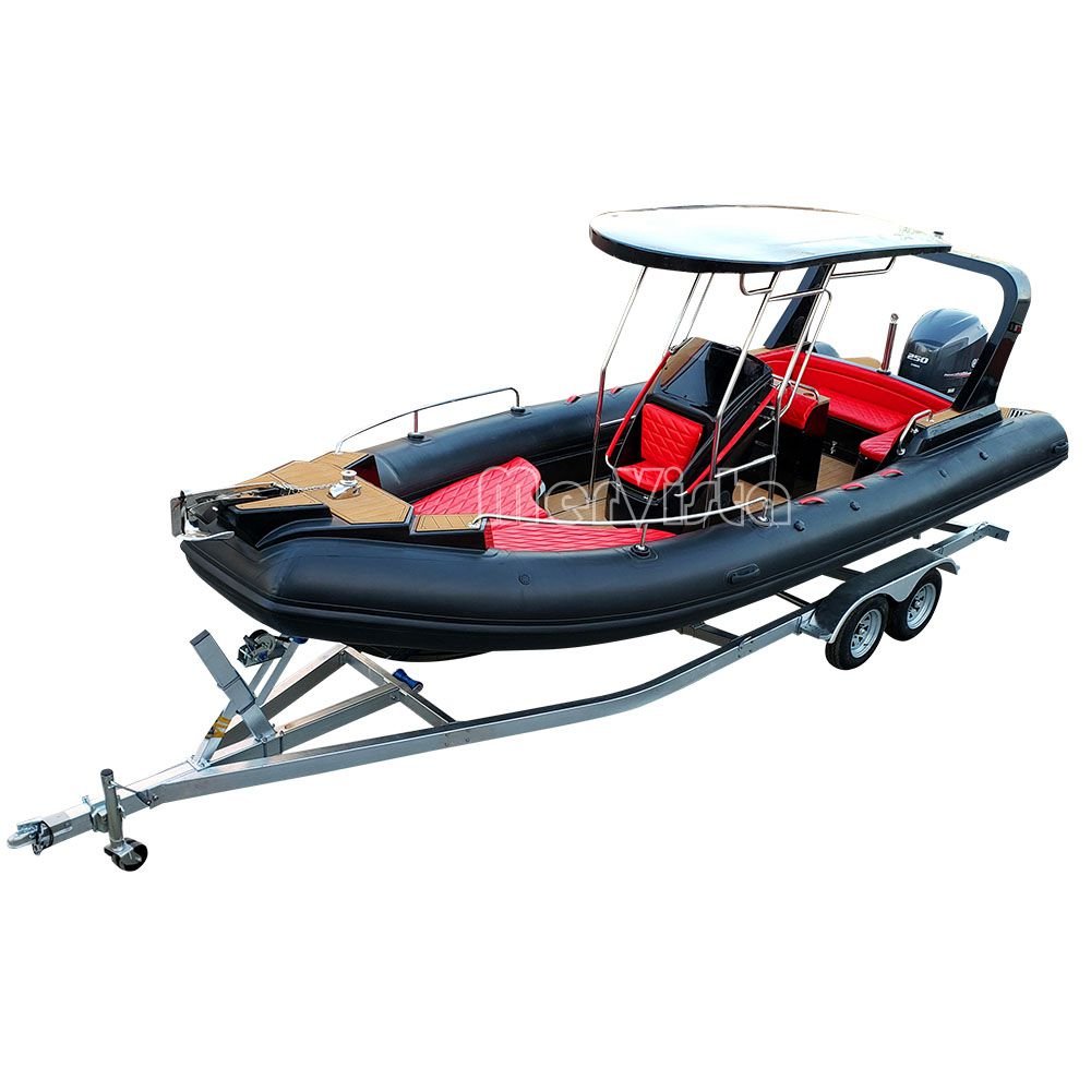 Luxury 25ft Rib760 Orca Hypalon/PVC Rigid Fiberglass Inflatable Boat With Sundeck