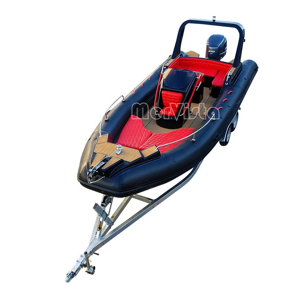 Luxury 25ft Rib760 Orca Hypalon/PVC Rigid Fiberglass Inflatable Boat With Sundeck