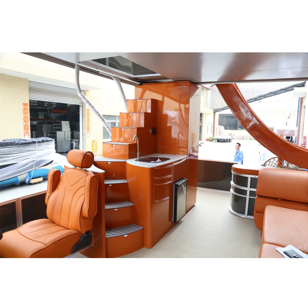 Hottest 30ft Aluminum Electric Luxury Motor Boats Party Pontoon Boat With Slide