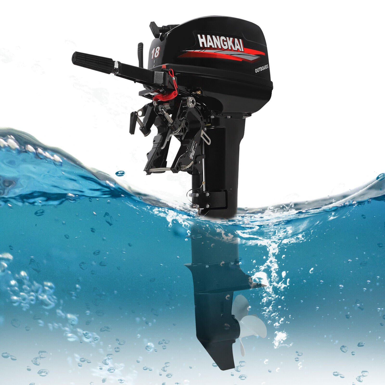 BIG SALE! 2-Stroke 18HP Outboard Motor Boat Engine Long Shaft for Fishing Boat 13.2KW 246cc Water Cooling System CDI Heavy Duty